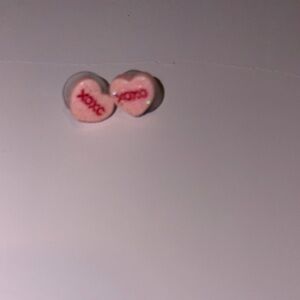 Pink XOXO Heart Earrings with sparkles NWOT